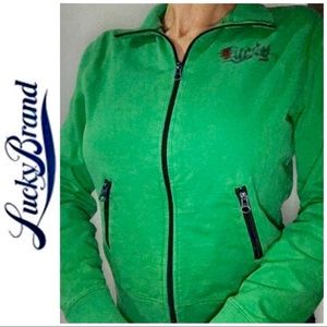 Lucky Brand Green Collared Zip Sweatshirt Medium M